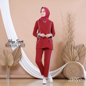AISYE - HILYA PANTS MAROON GREY